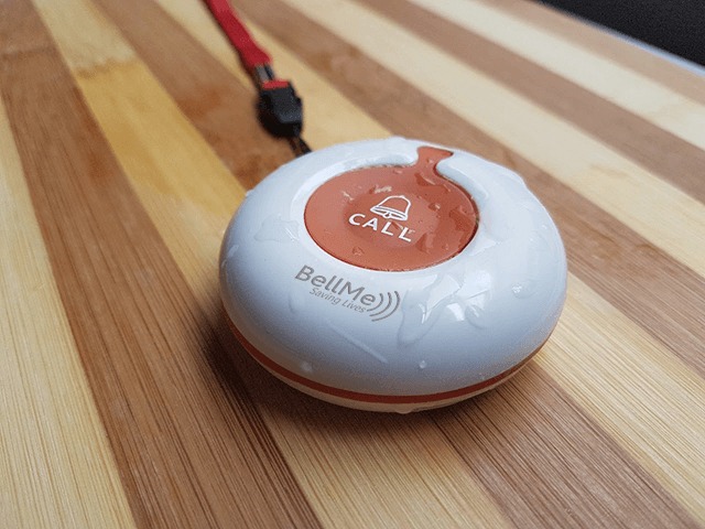 a 100% waterproof elderly wireless panic button allowing the elderly to call for ease from wherever they need